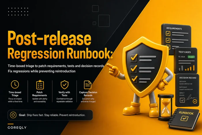 Post-release requirement regressions runbook: triage, patch and update artifacts without reintroducing regressions