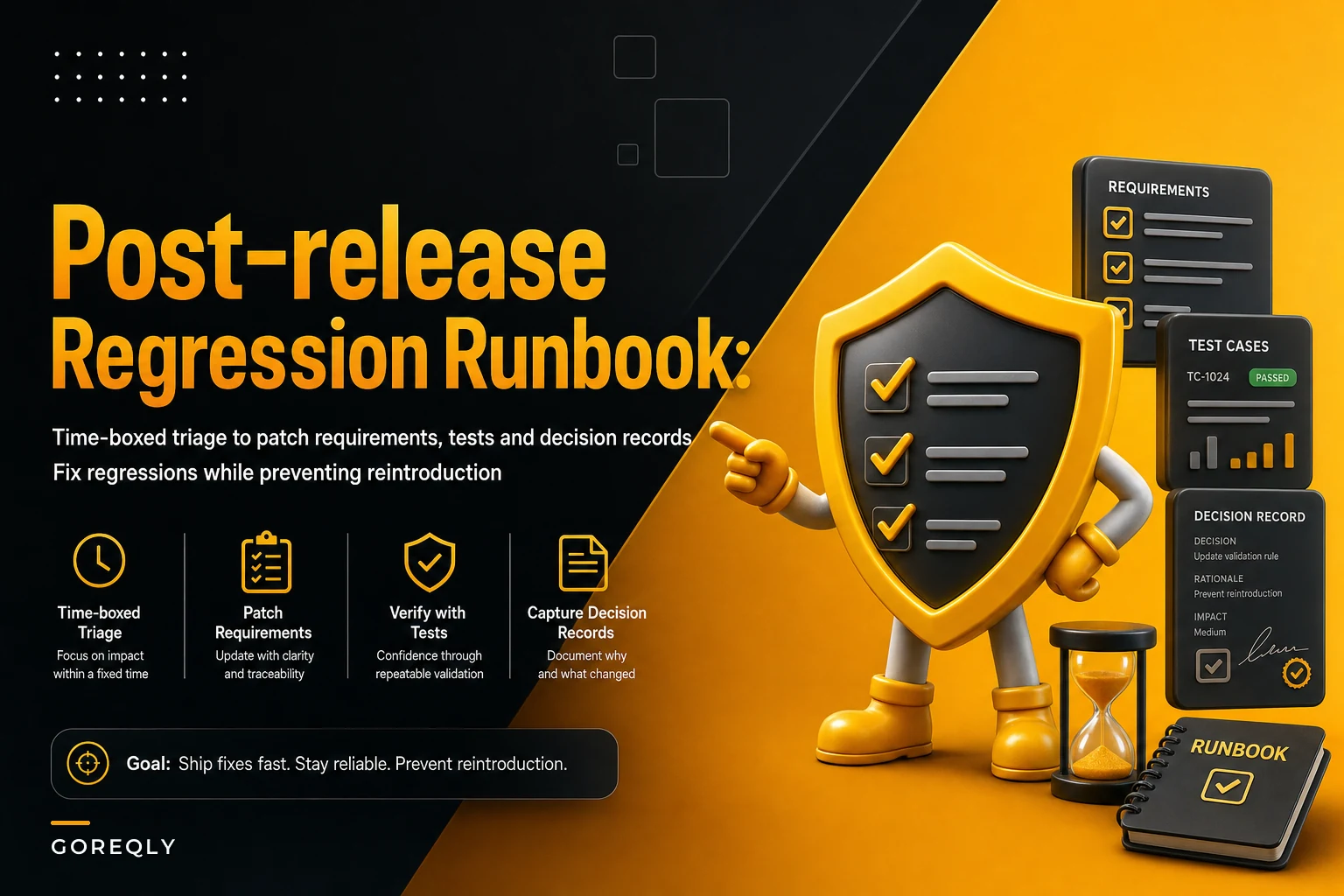 Post-release requirement regressions runbook: triage, patch and update artifacts without reintroducing regressions