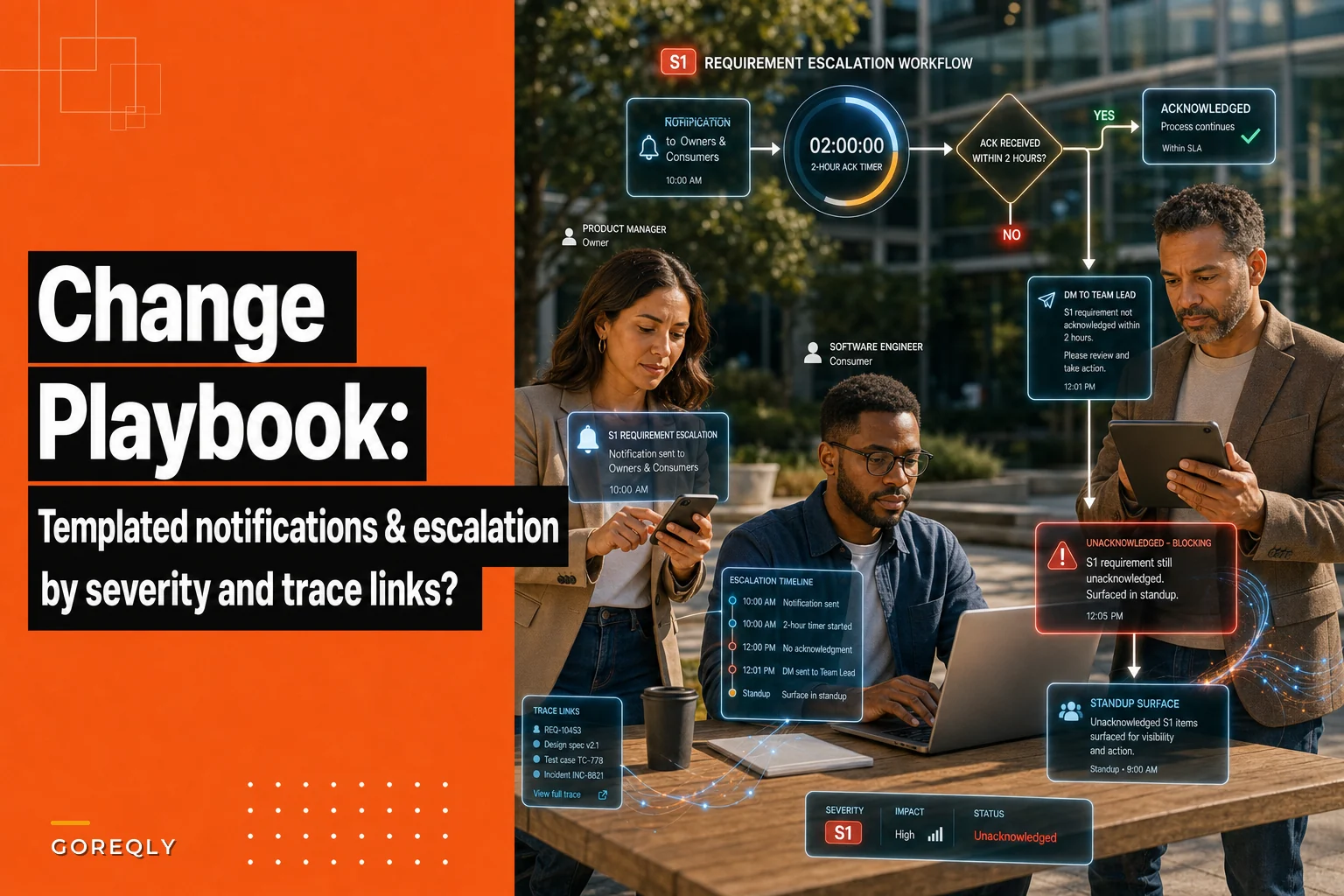Requirement change communication playbook: templated notifications and escalation by severity