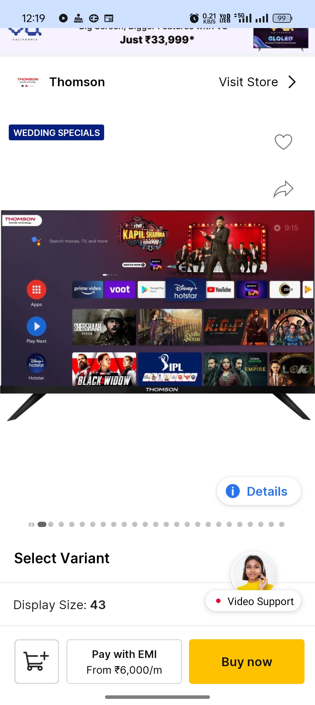 View - THOMSON 43 INCH ANDROID SMART 4K LED TV photos, THOMSON 43 INCH ANDROID SMART 4K LED TV available in Indore, make deal in 12000