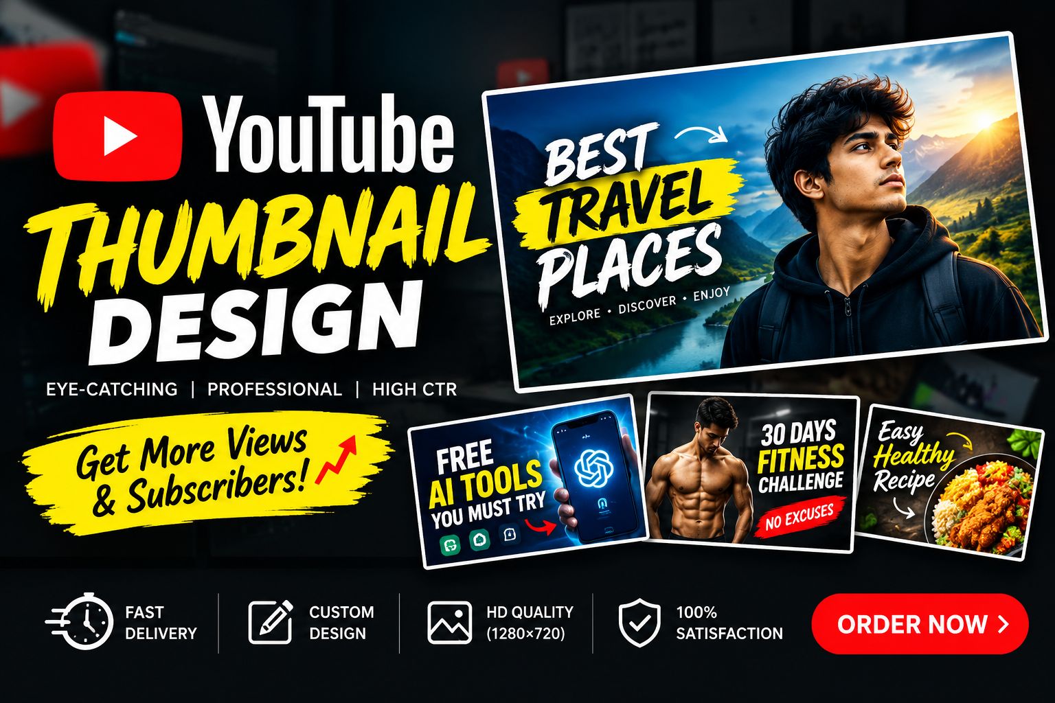 I will design eye catching professional YouTube thumbnails