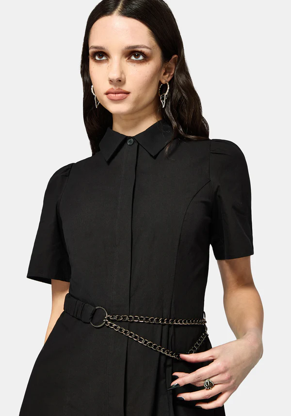 Phonoi Chain Belted Button Up Midaxi Dress hover