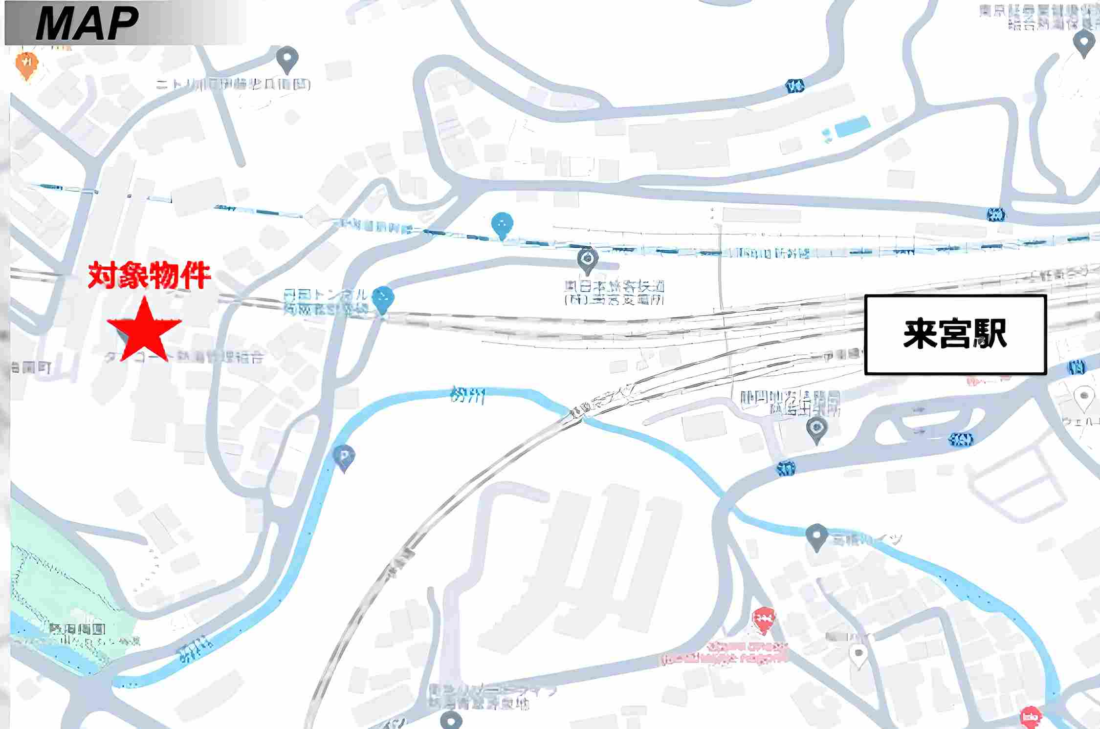熱海市梅園町の中古マンションの地図