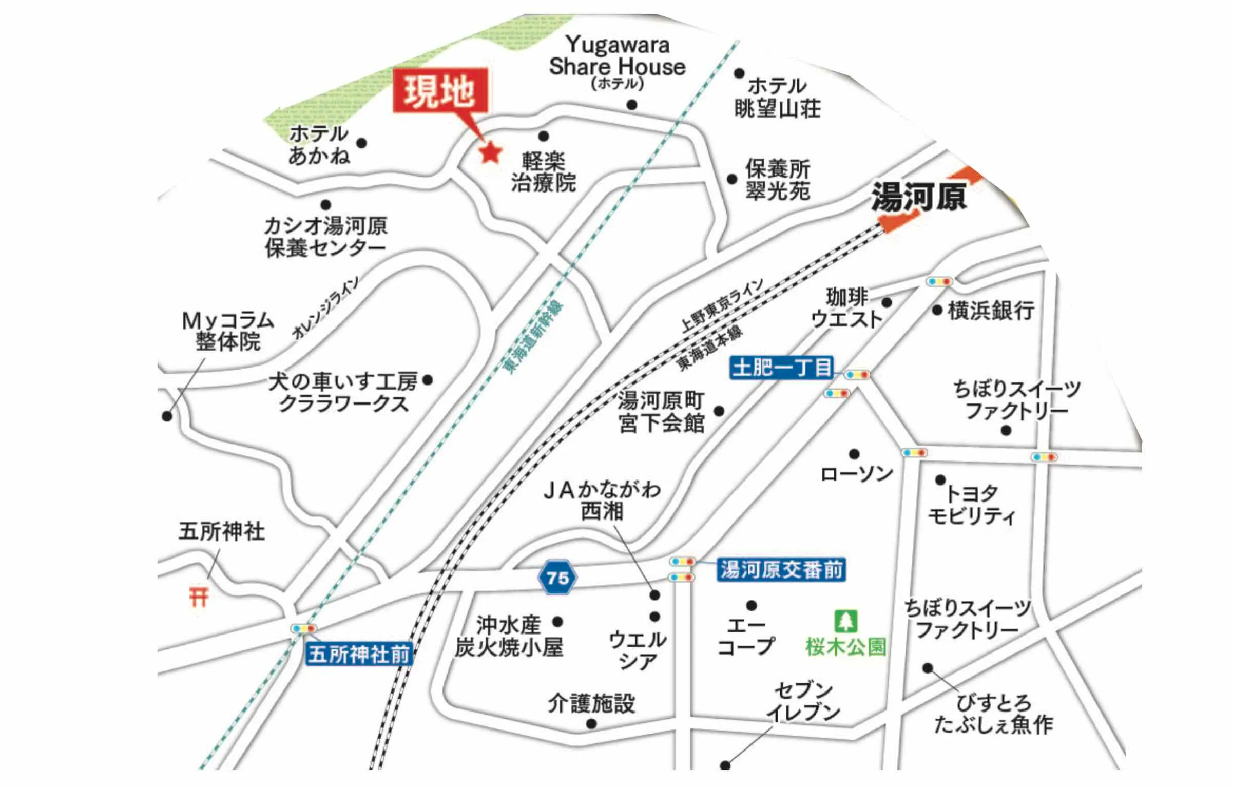 湯河原町中古戸建の物件の周辺地図