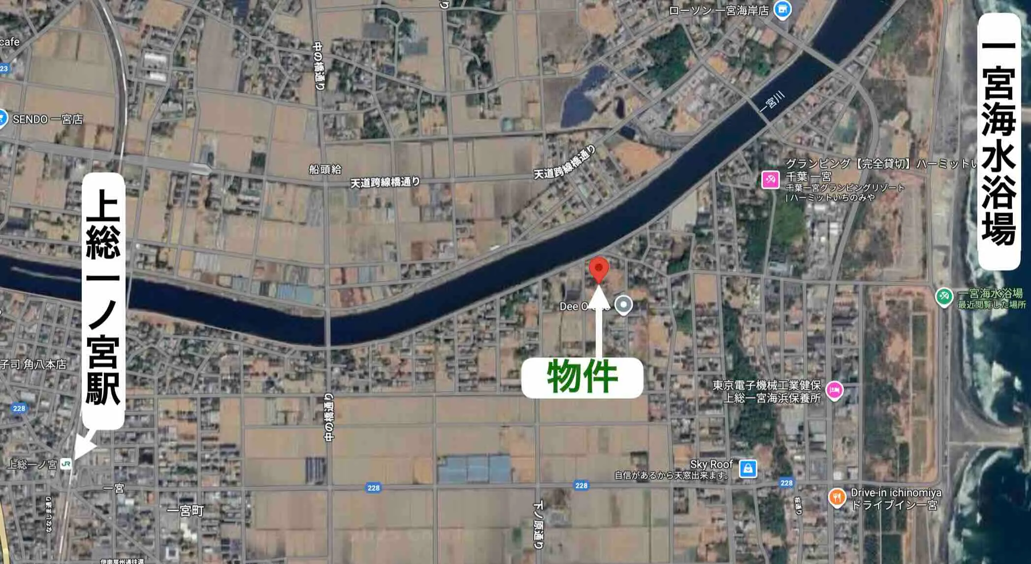 一宮町売戸建の周辺地図