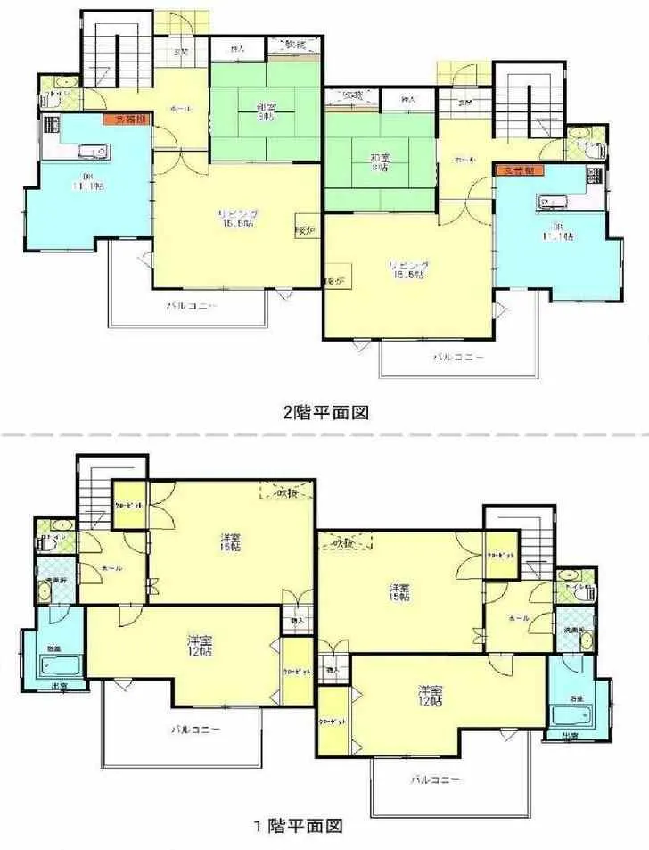 箱根春山荘2世帯別荘の間取り