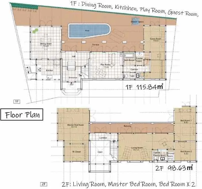足柄下郡真鶴町オーシャンビュープールヴィラの間取り
