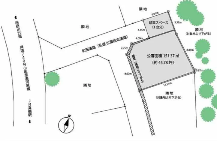 真鶴町真鶴売地の区画図