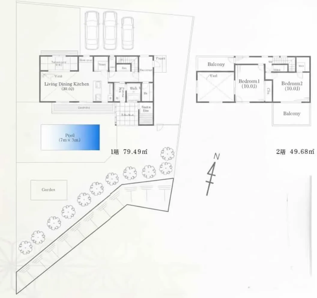 伊東市八幡野の戸建の間取り