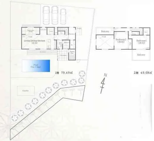伊東市八幡野の戸建の間取り