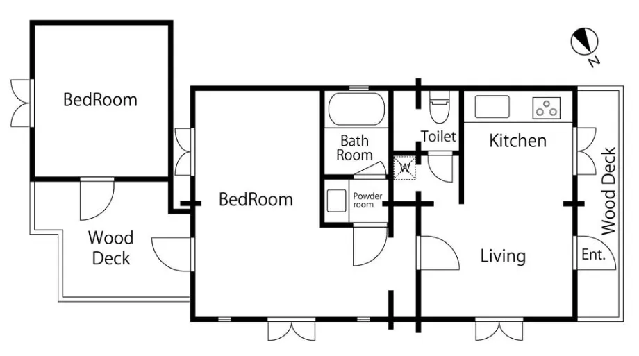 南熱海月見ヶ丘フィンランドログハウスの間取り