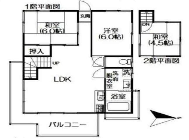熱海市上多賀中古戸建の間取り