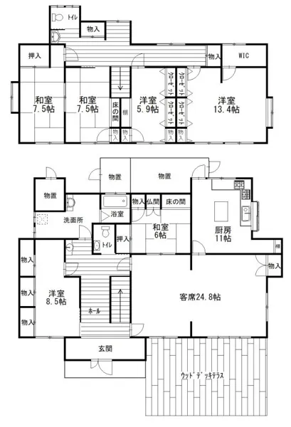 勝浦市串浜中古戸建の間取り