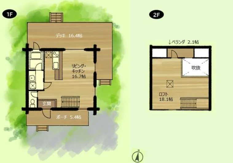 那須売中古ログハウス別荘の間取り