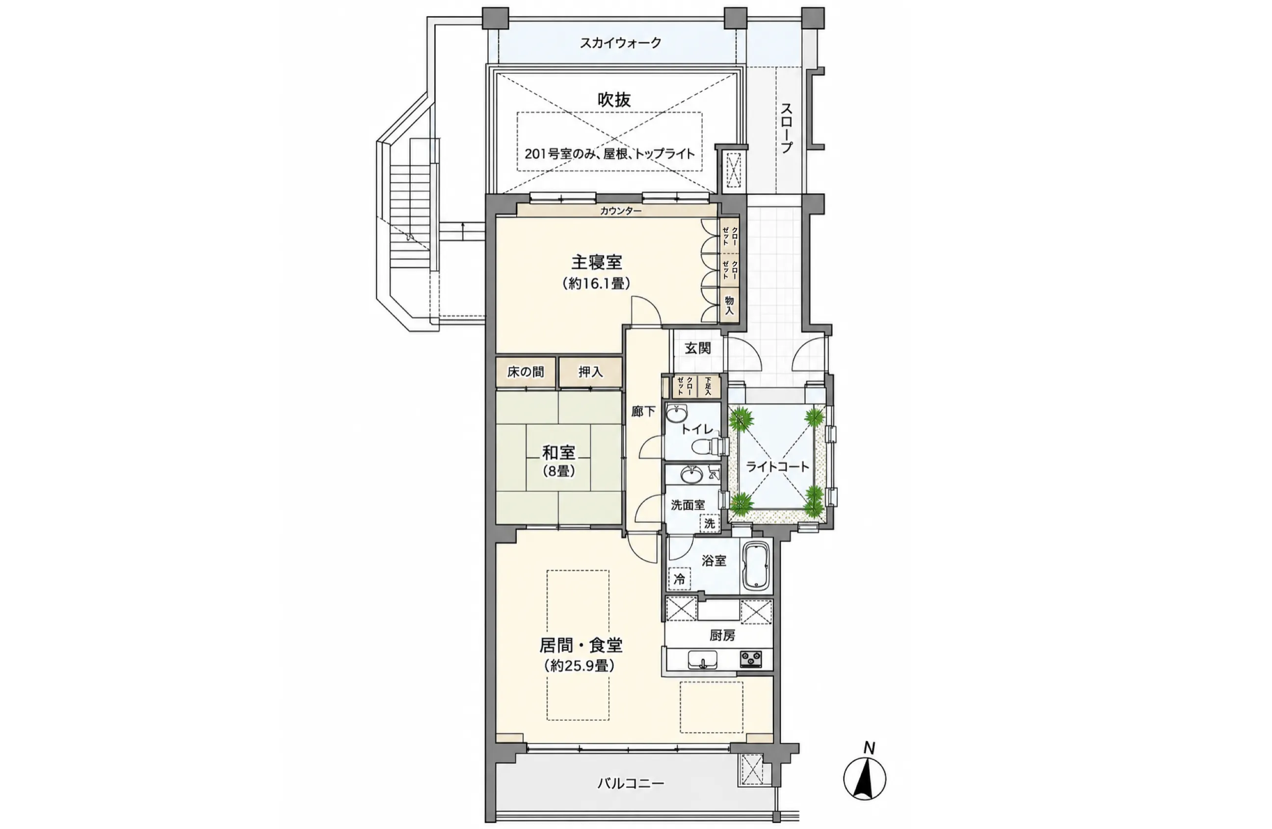熱海竹の沢ビバリーハイツ分譲マンション2階の間取り図