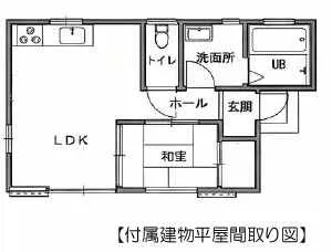 真鶴町平屋付戸建の付属建物平屋間取り図