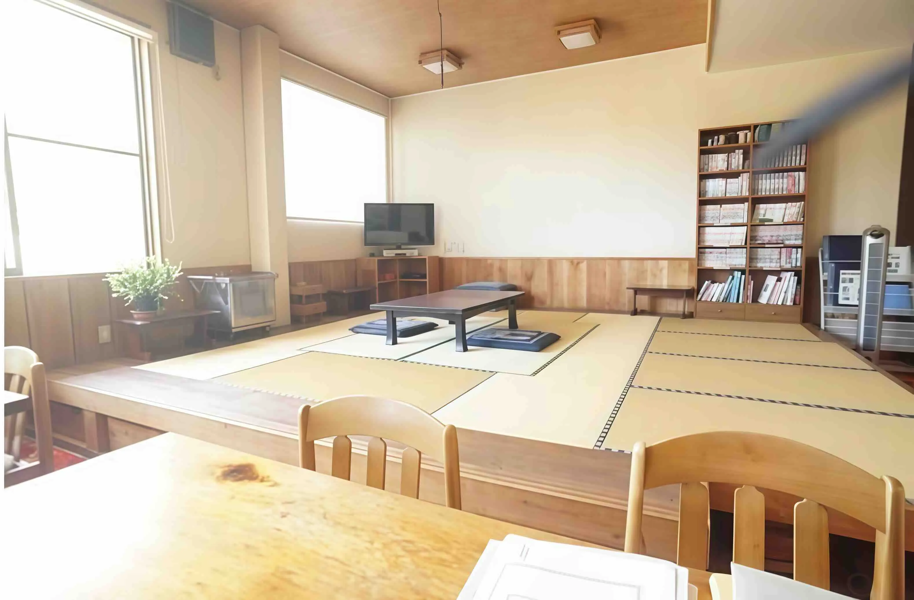 河津町谷津温泉付旅館の畳敷きリビング