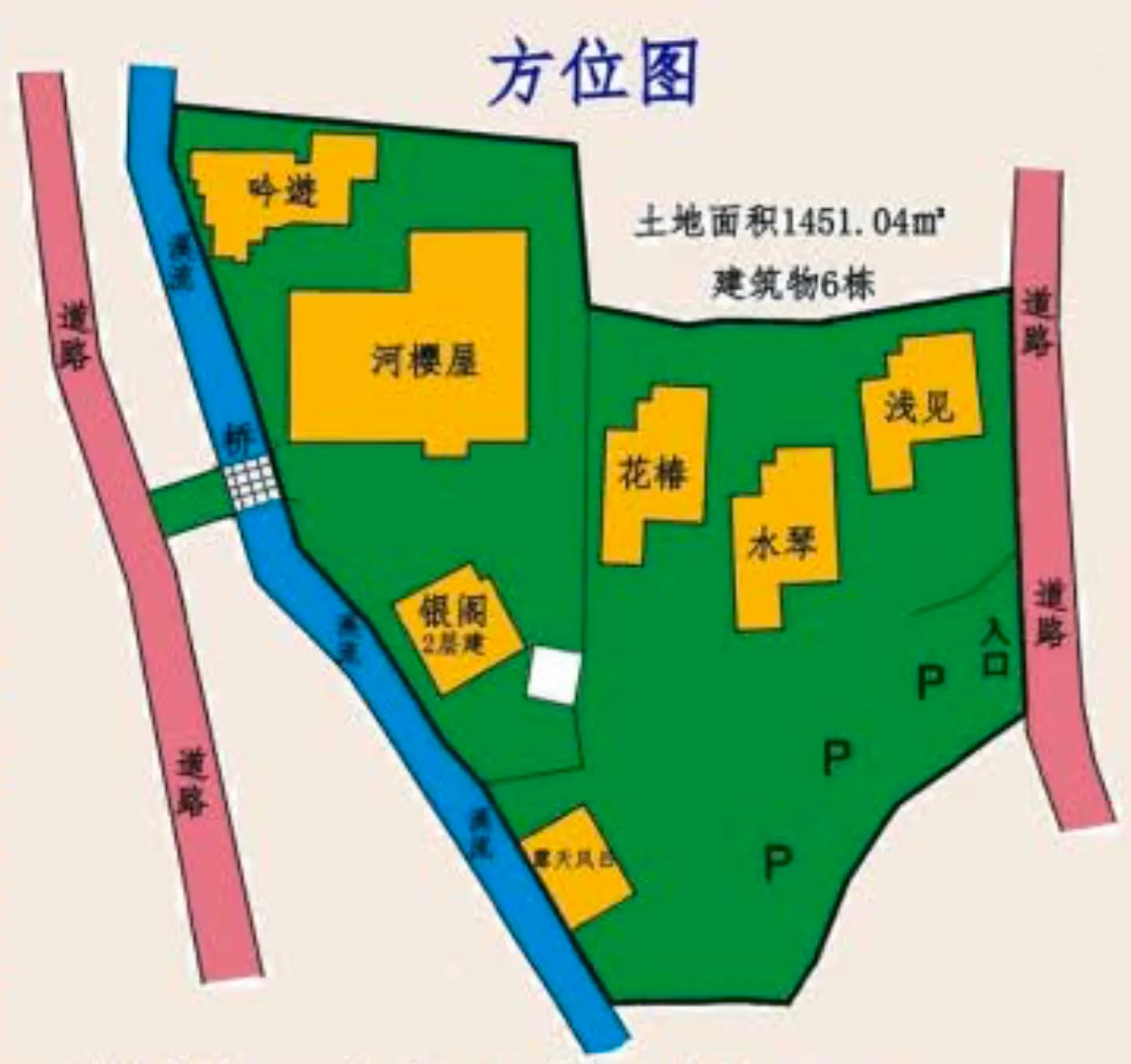 伊豆河津町旅館「河桜村」の配置図