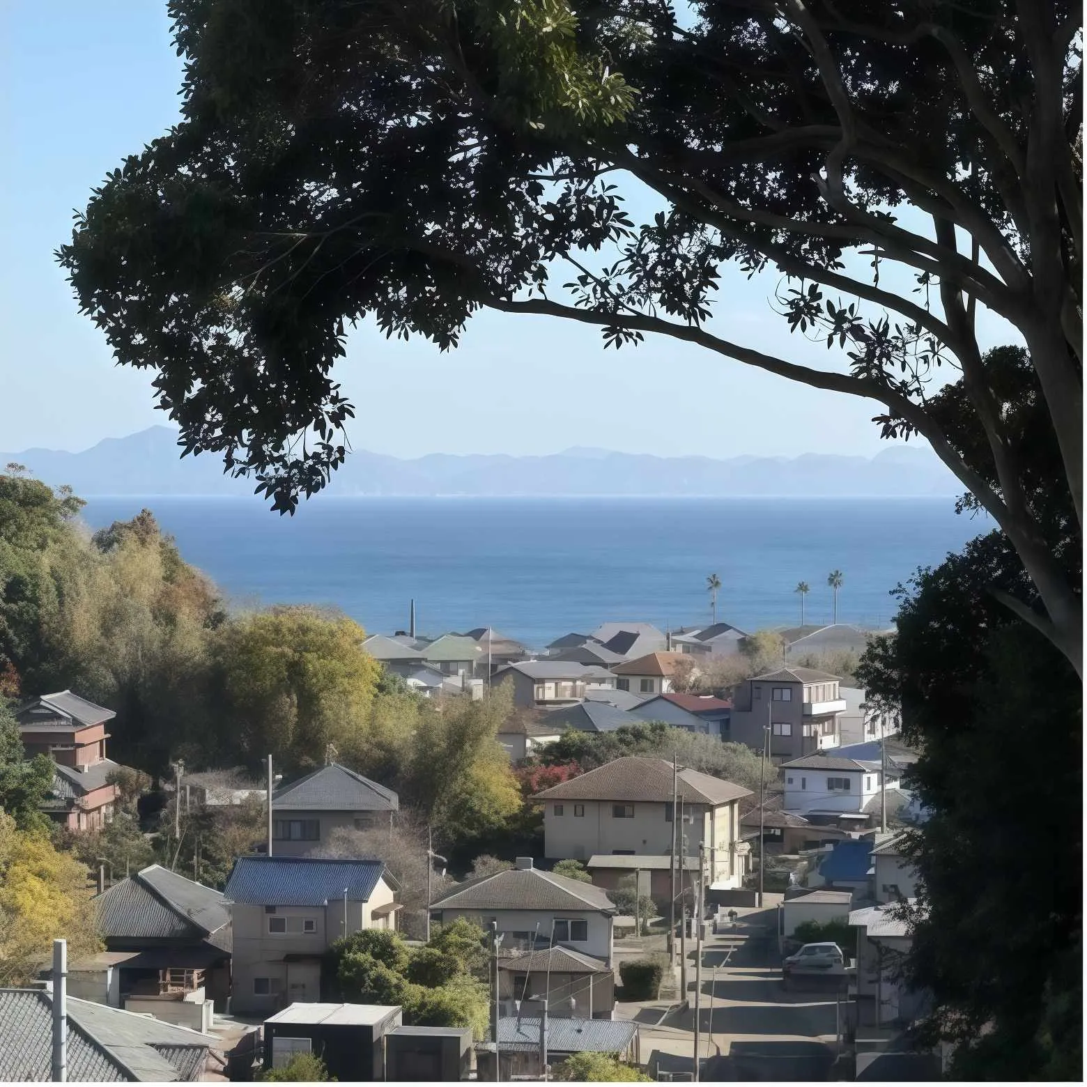 三浦海岸築浅戸建周辺の海が見える住宅街
