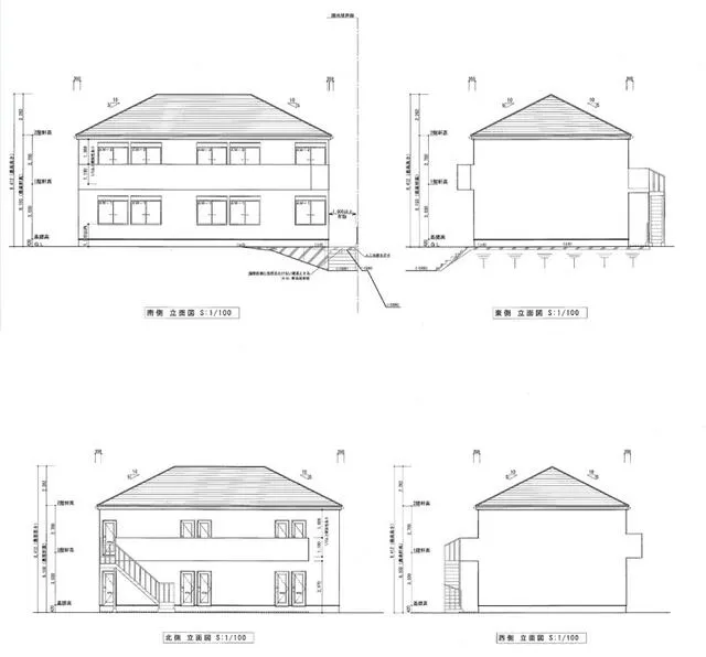 横須賀市三春町売地の建物立面図
