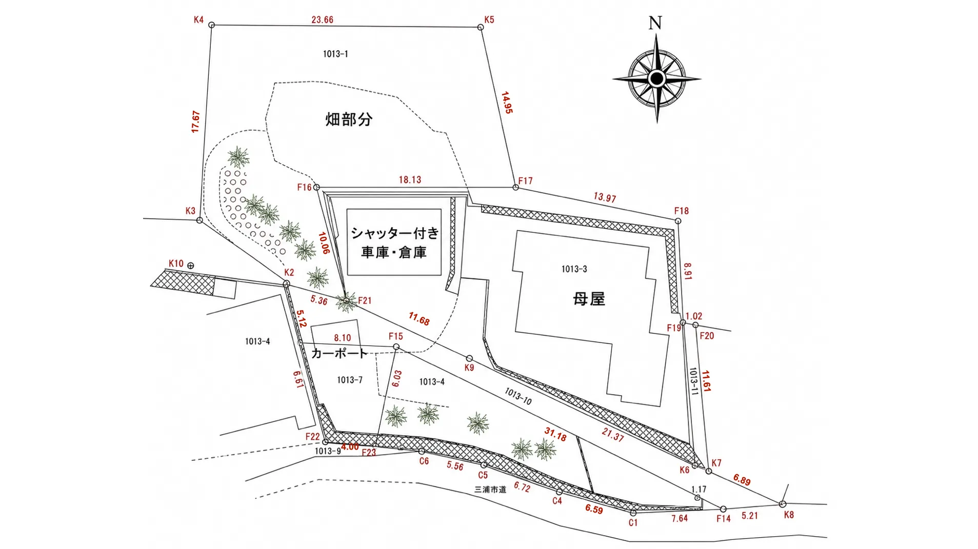 三浦市初声町田舎暮らし中古戸建の区画図