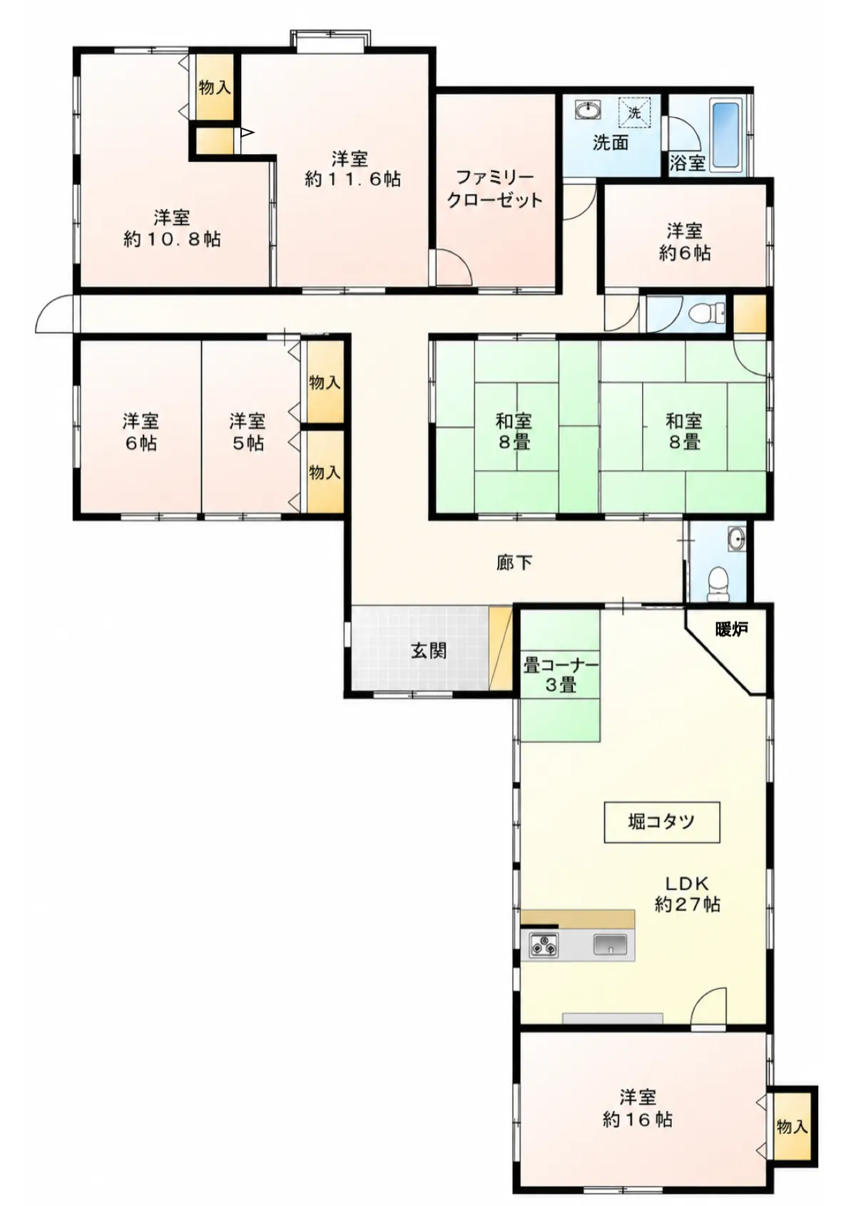 白子町大型平屋中古戸建の間取り図