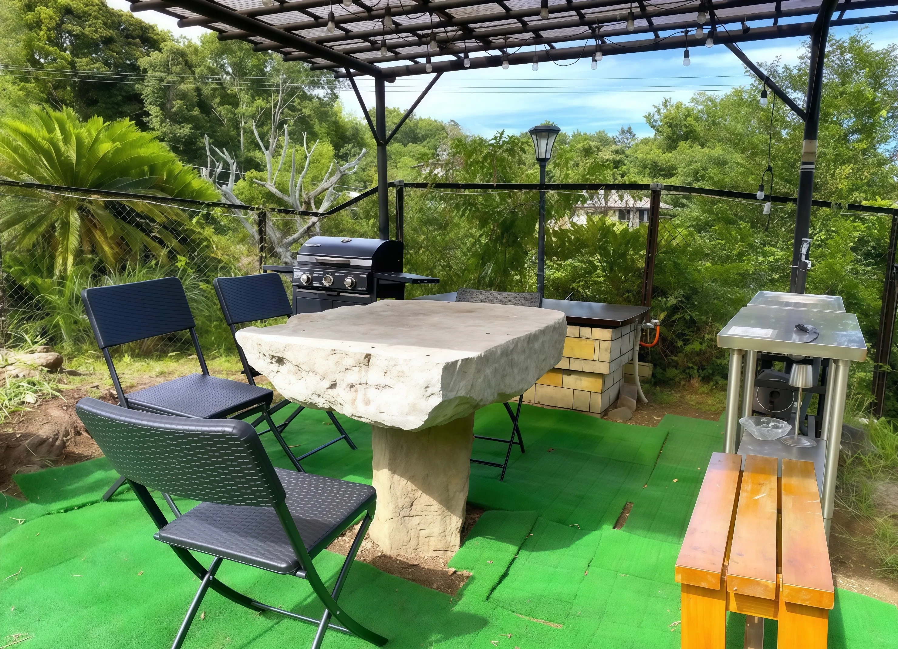 伊東市すいらん荘貸別荘運営中2棟のパーゴラ付BBQスペース