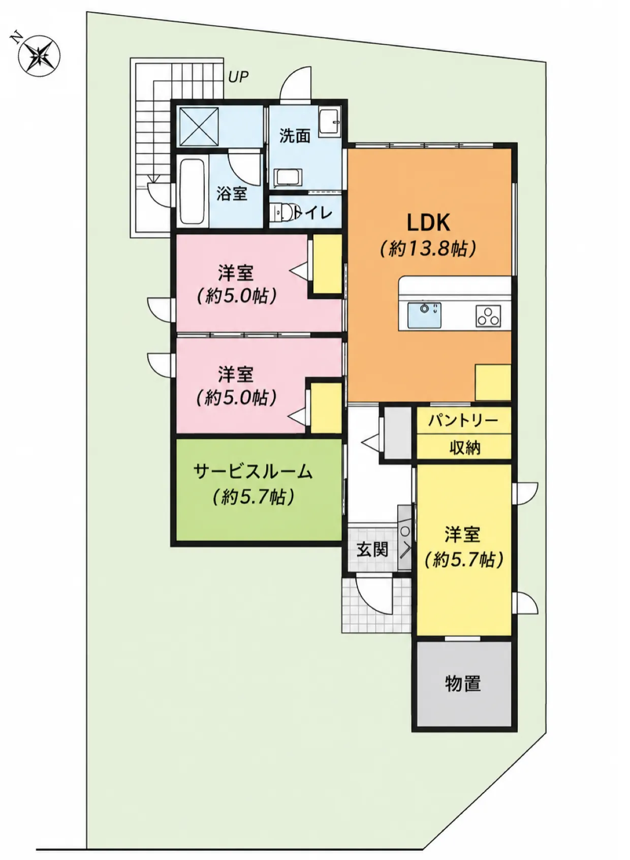 うるま市勝連オーシャンビュー平屋戸建の間取り図