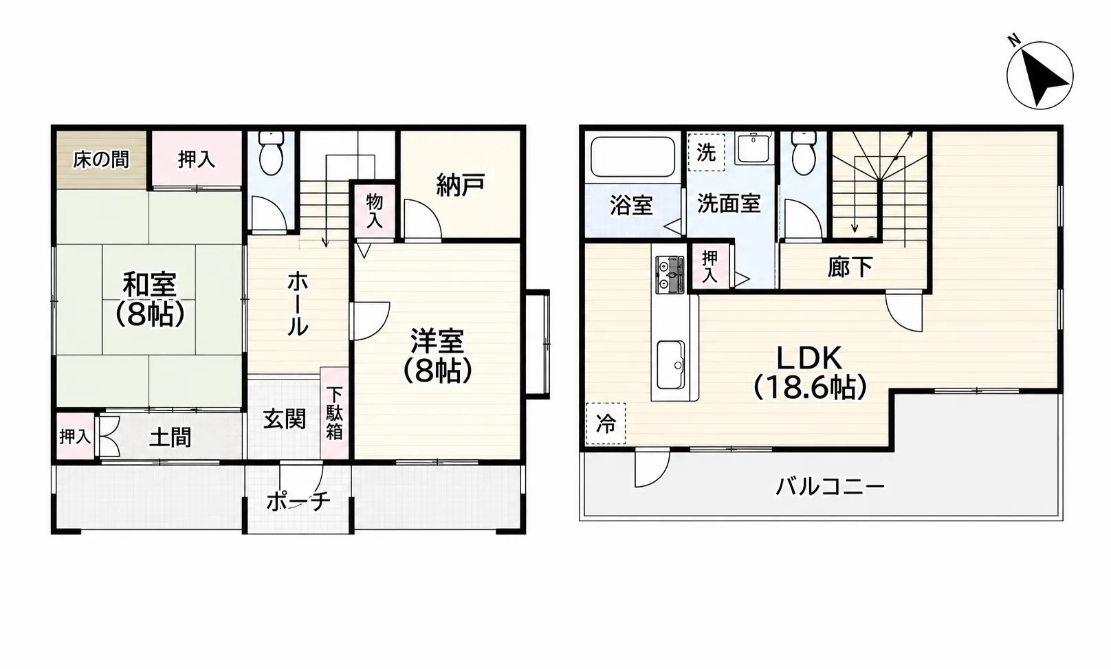 湯河原町吉浜高台の邸宅の間取り図