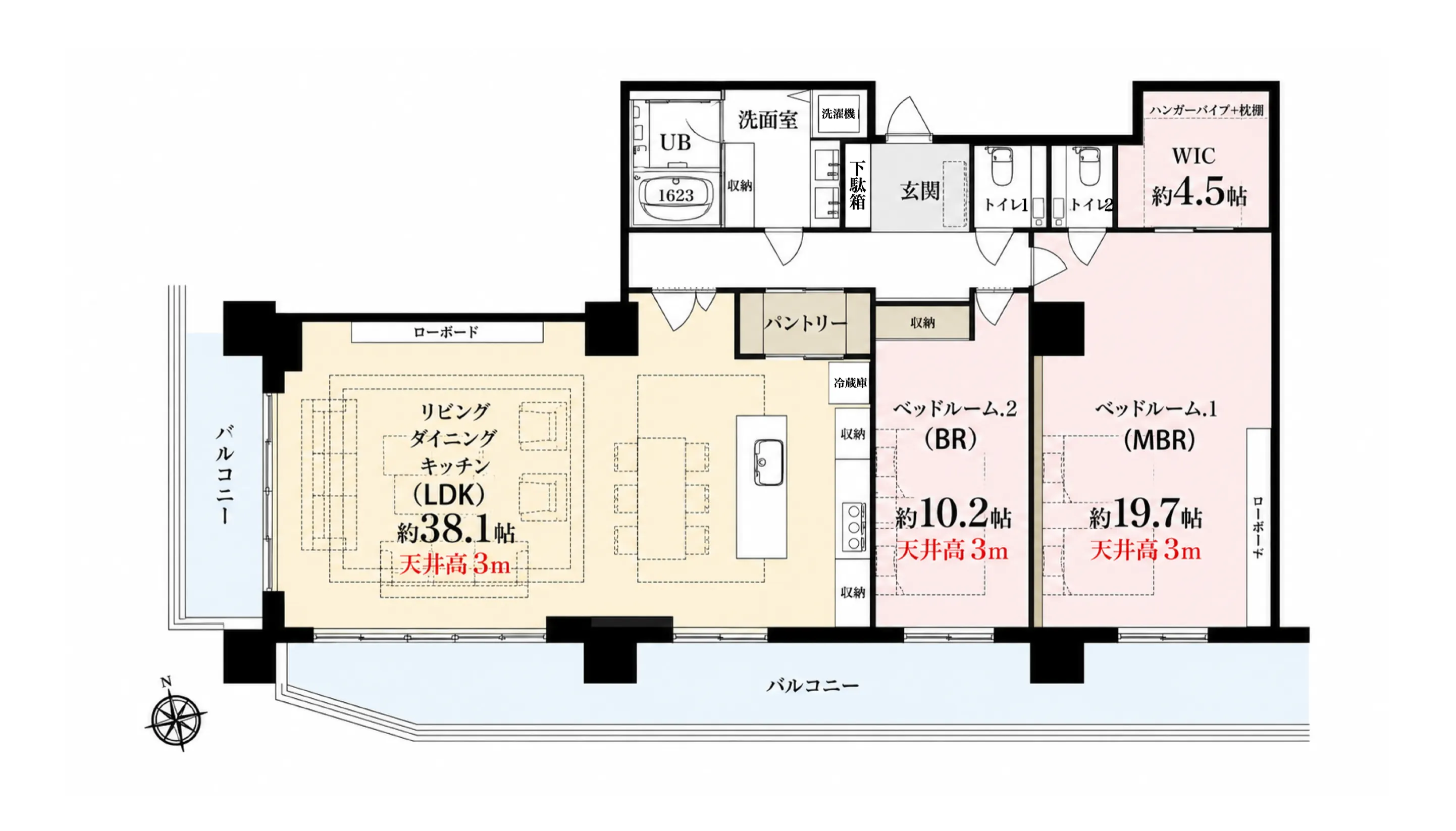 那覇牧志タワーマンション最上階の間取り図
