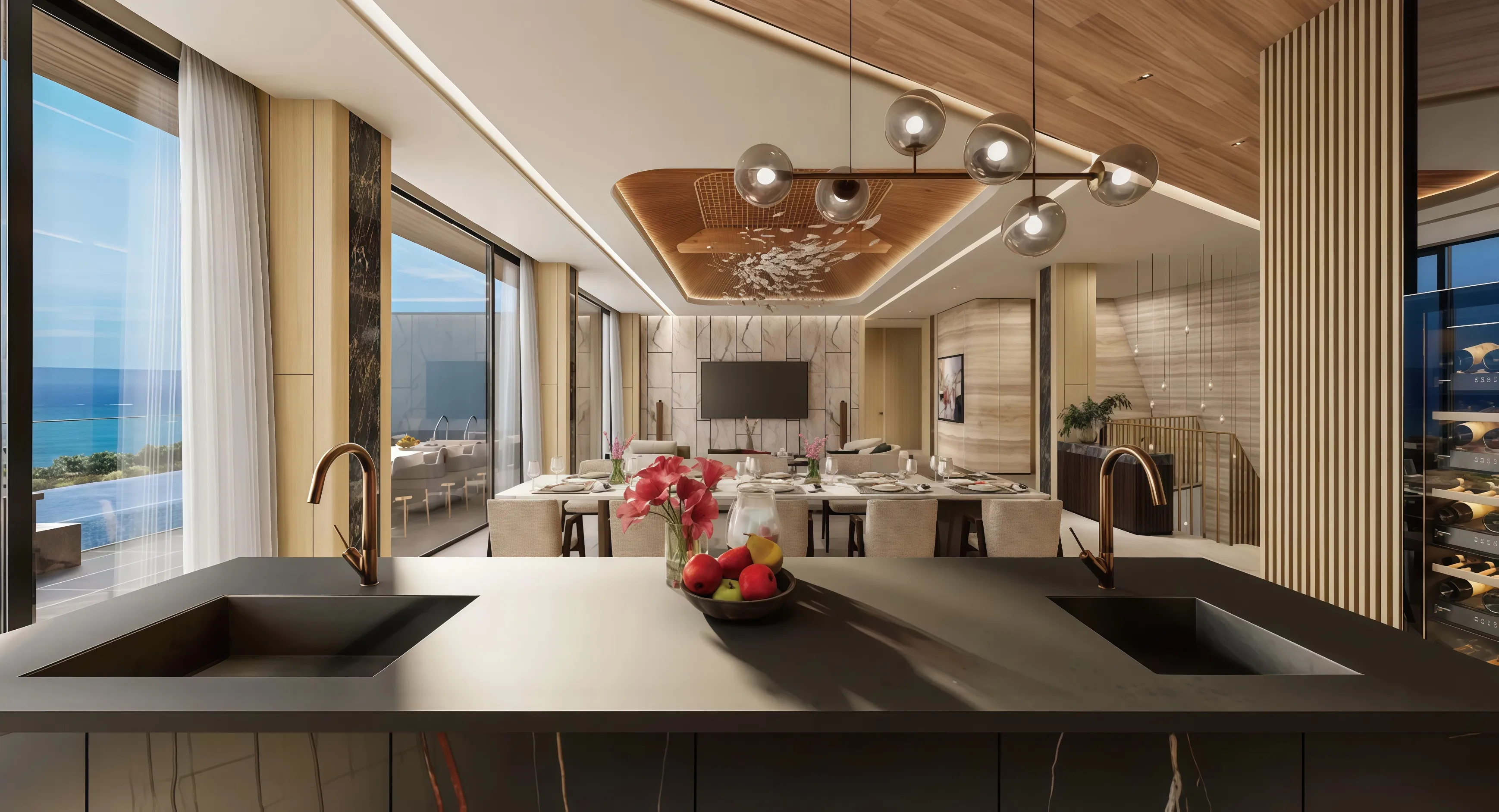 恩納村新築リゾートヴィラ Villa SKYのキッチン