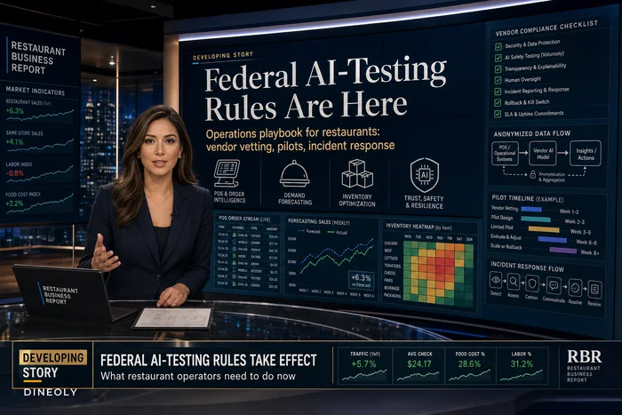 Federal AI‑testing rules are here: an operations playbook for restaurant managers to vet, onboard and govern AI features