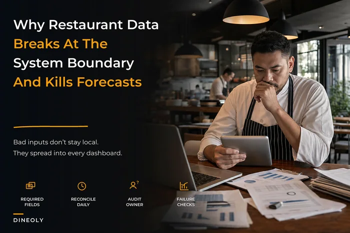 Restaurant data governance checklist: required fields, reconciliation cadence and lightweight audit logs for reliable forecasting