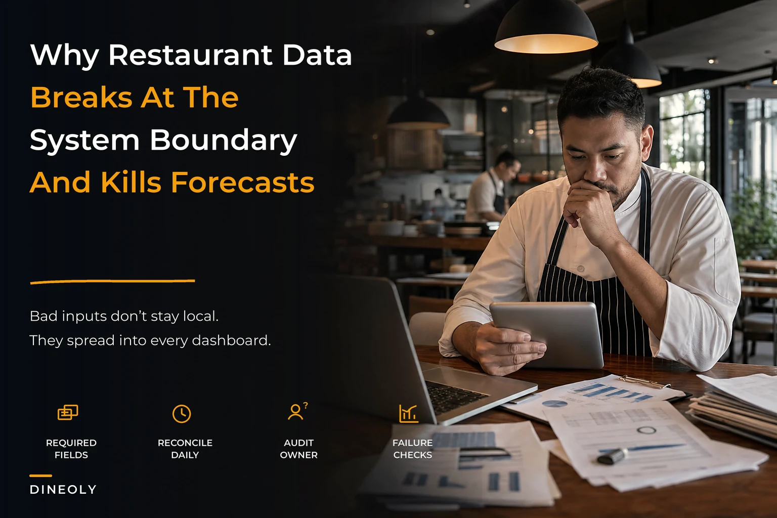 Restaurant data governance checklist: required fields, reconciliation cadence and lightweight audit logs for reliable forecasting