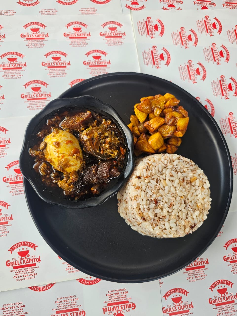 Ofada rice with sauce