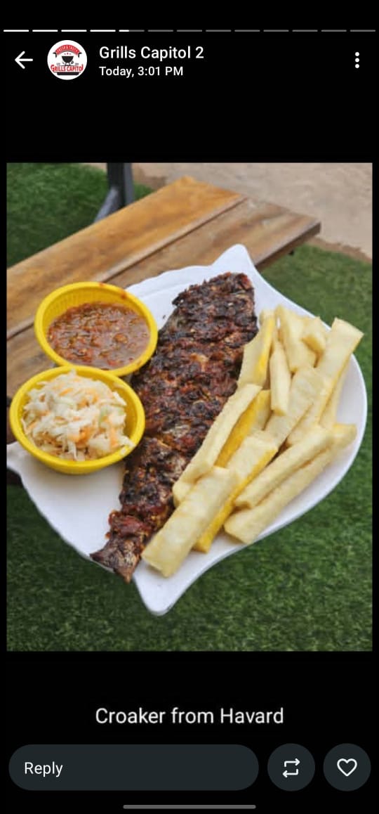 Croaker with chips and salad(large)