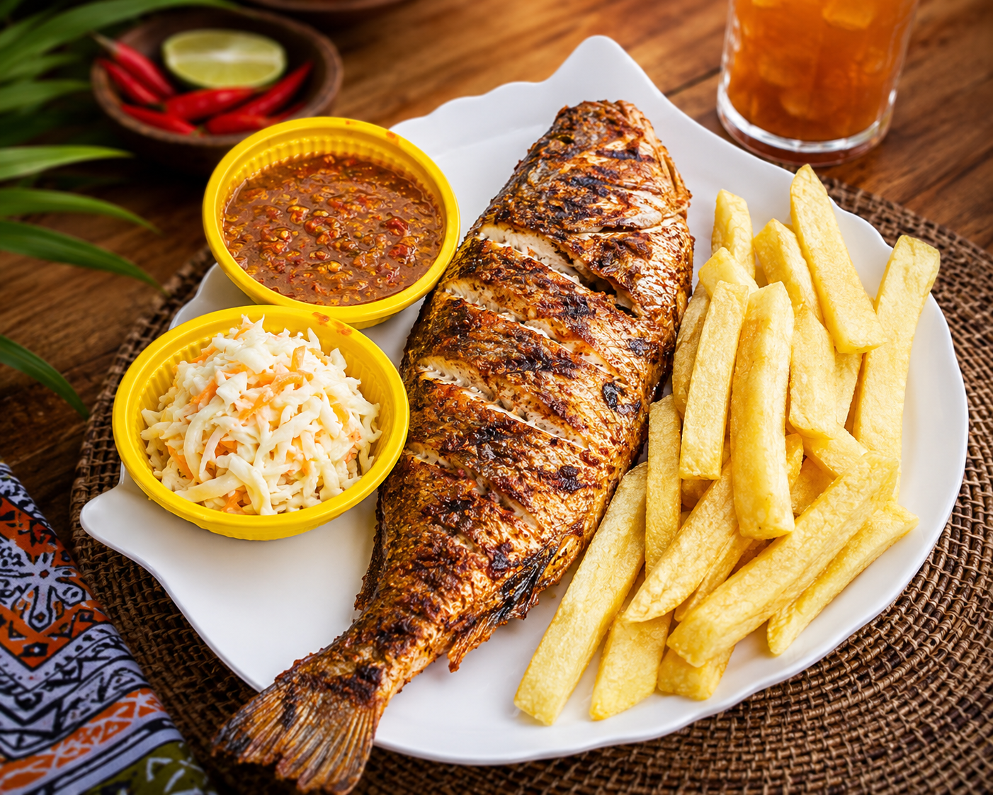 Croaker with chips and salad (medium)