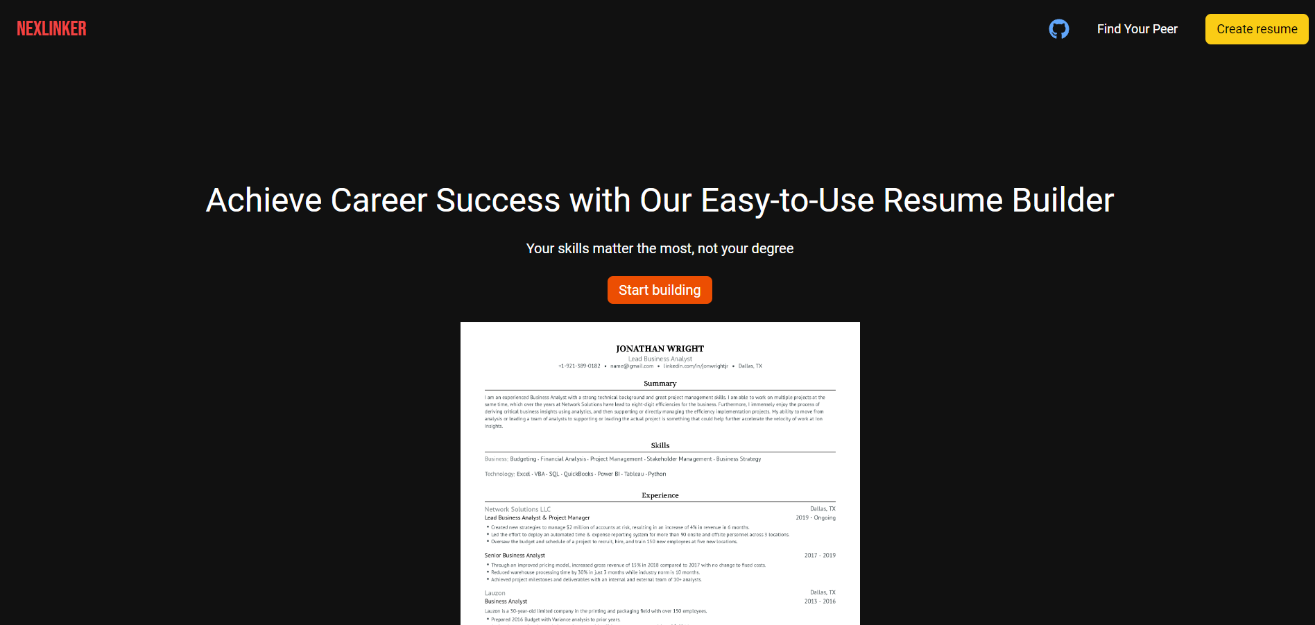 Resume Builder Screenshot