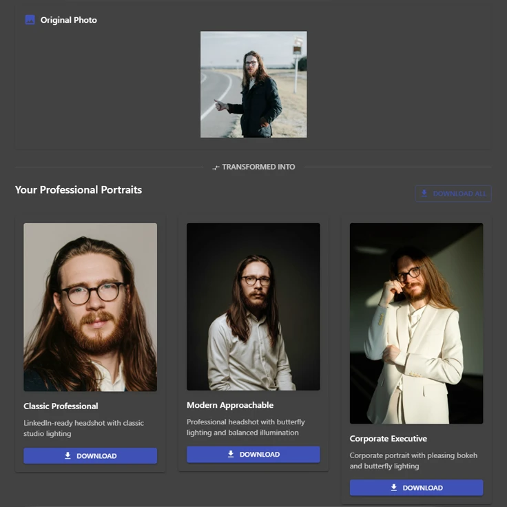 Multiple AI profile picture variations