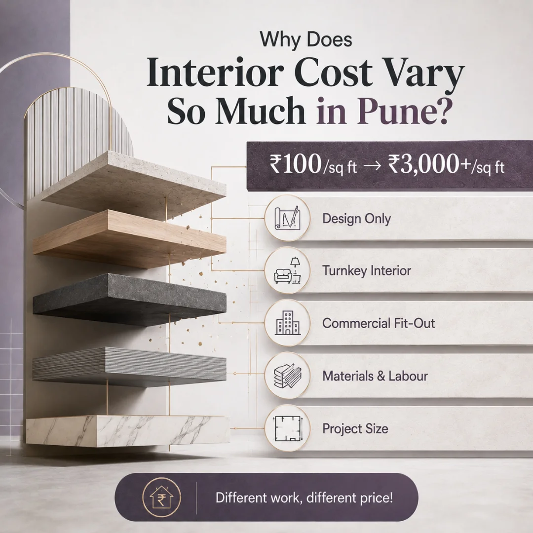 Interior Design Cost in Pune — Why Prices Range From ₹100 to ₹3,000 Per Sq Ft