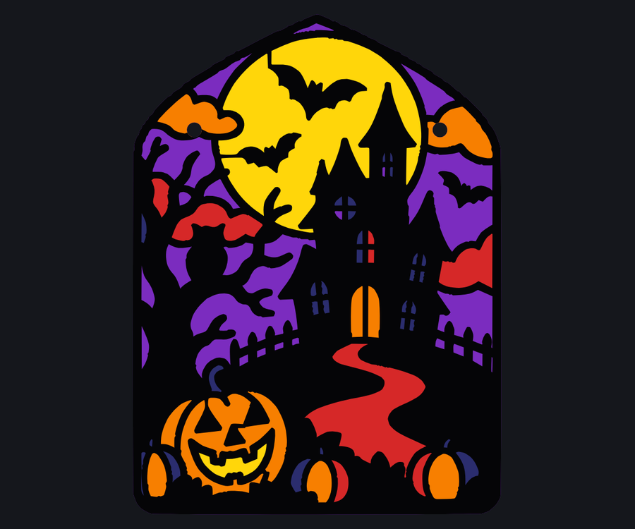 Halloween Hanging Door Sign: Layered Haunted House (6 Sheets) preview
