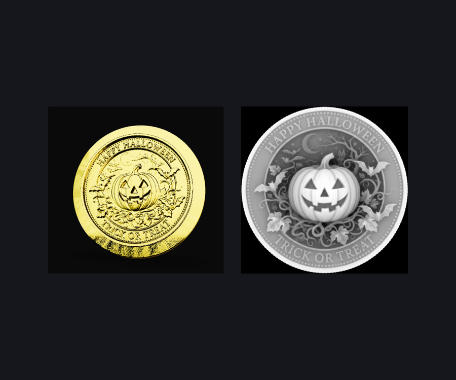 Pumpkin Guardian 3D Relief Halloween Coin (Depth Map) preview
