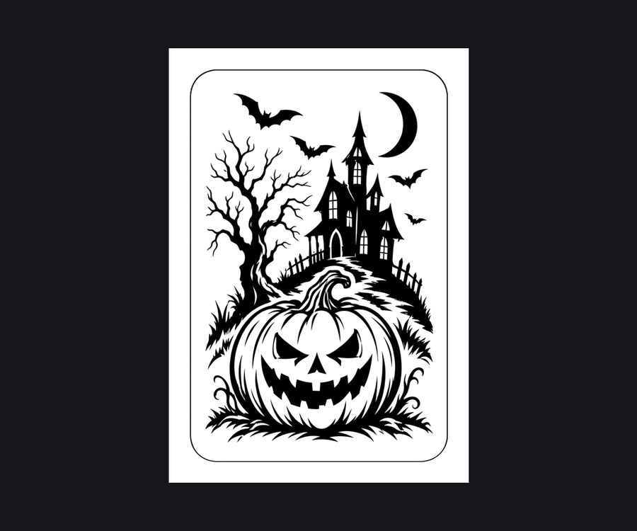Halloween Zippo Lighter Engraving File (Haunted House and Jack-o'-Lantern) preview