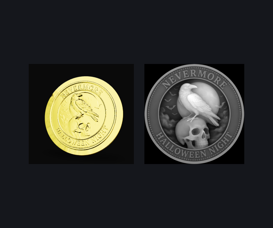 Nevermore Raven 3D Relief Halloween Coin (Depth Map) preview