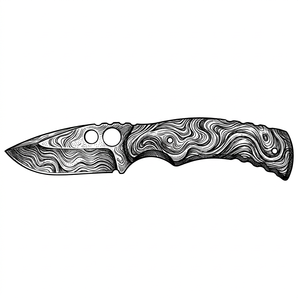 Flowing, organic Damascus steel wavy patterns with layered fold lines. Liquid metal texture, swirling and rippling. High contrast.