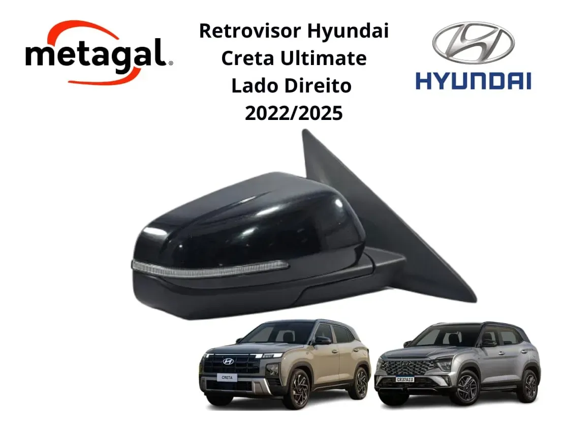 Retrovisor Creta 2022 2023 2024 2025 Com Câmera Retrátil Ld (Usado)950