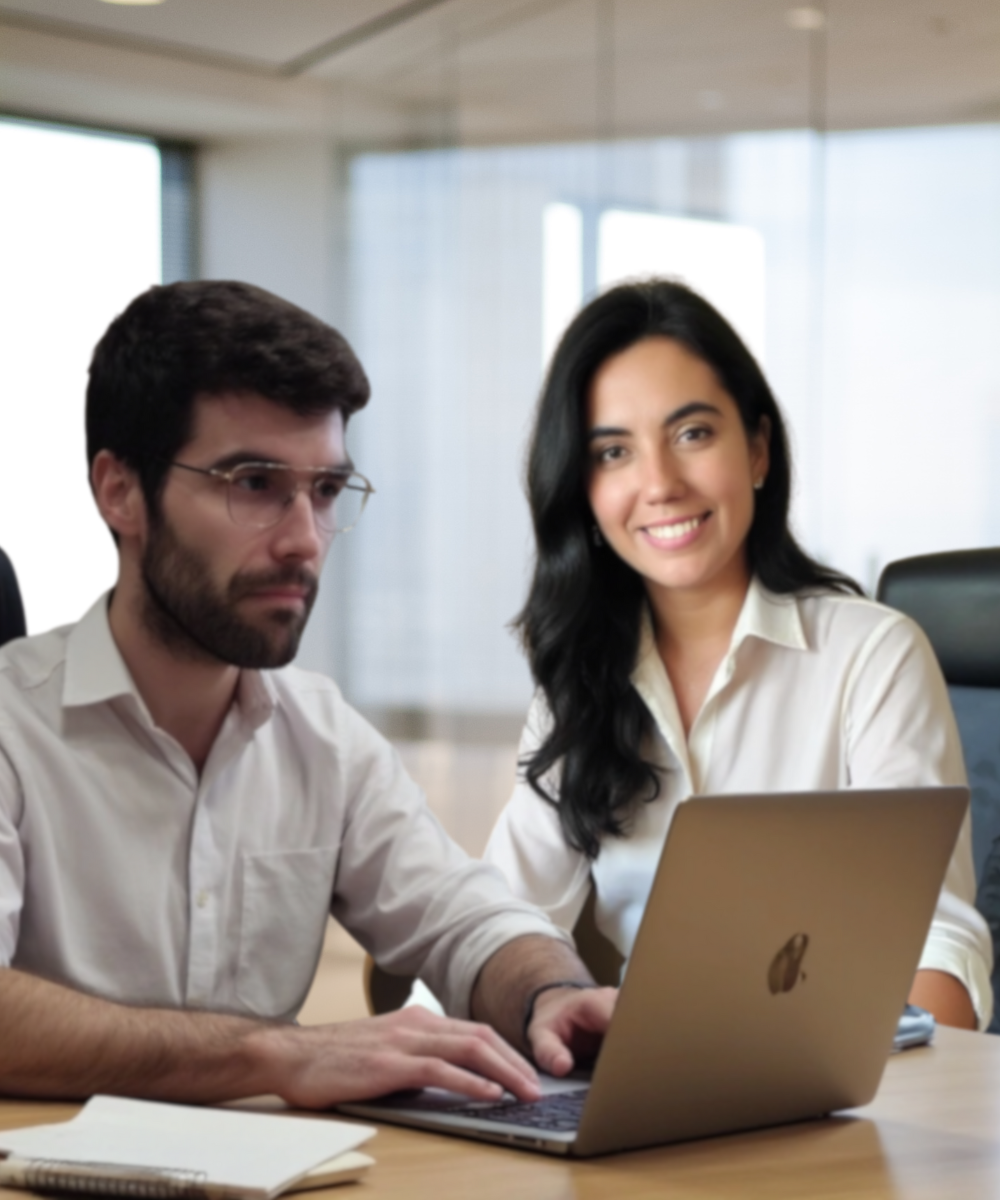 Persona sonriendo en un entorno profesional