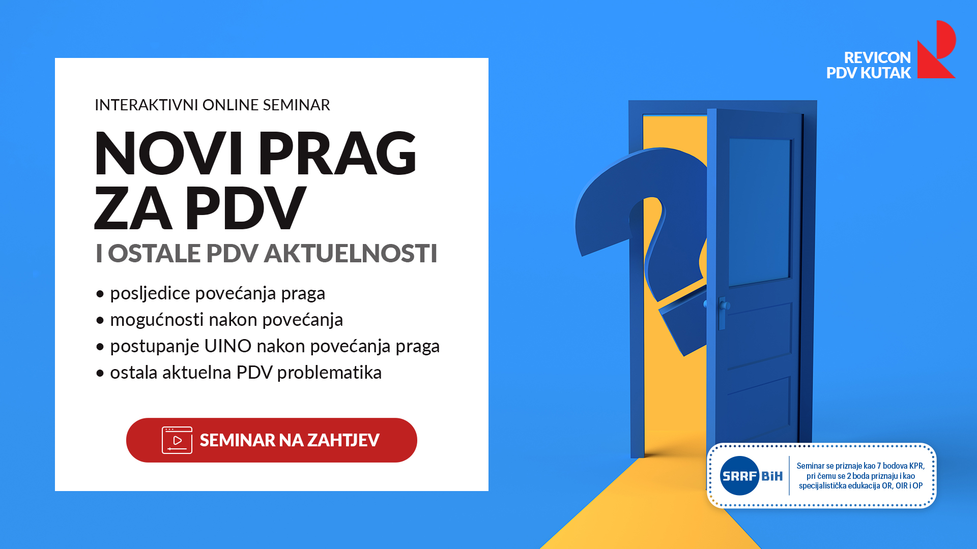 NOVI PRAG ZA PDV I OSTALE PDV AKTUELNOSTI