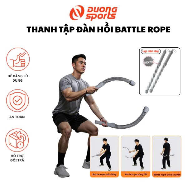 Thanh tập đàn hồi battle rope - Dụng Cụ Tập Luyện Thể Lực, Hỗ Trợ Các Bài Tập Toàn Thân, Tập Tay