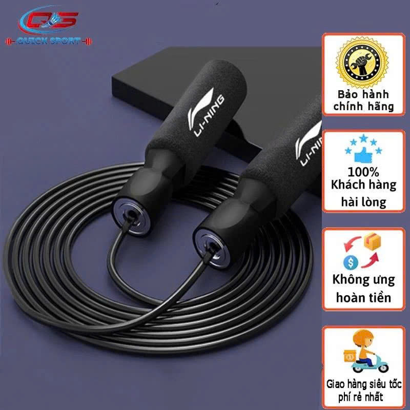 Dây Nhảy Thể Dục Cá Nhân Li-Ning Chính Hãng Chất Liệu PVC Tay Cầm Xoay 360 Độ (Không xoắn),Dài 2,9m